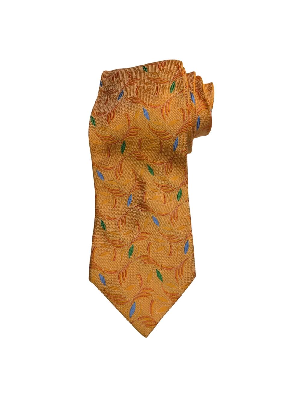 Filo A'Mano Tom James Silk Necktie Orange Multi Geometric Tall 100% Silk USA